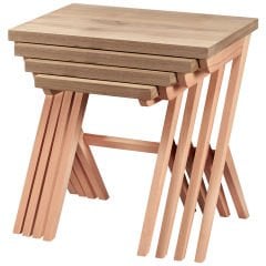 Çapraz X 4'Lü Ceviz Kaplamalı Zigon Sehpa